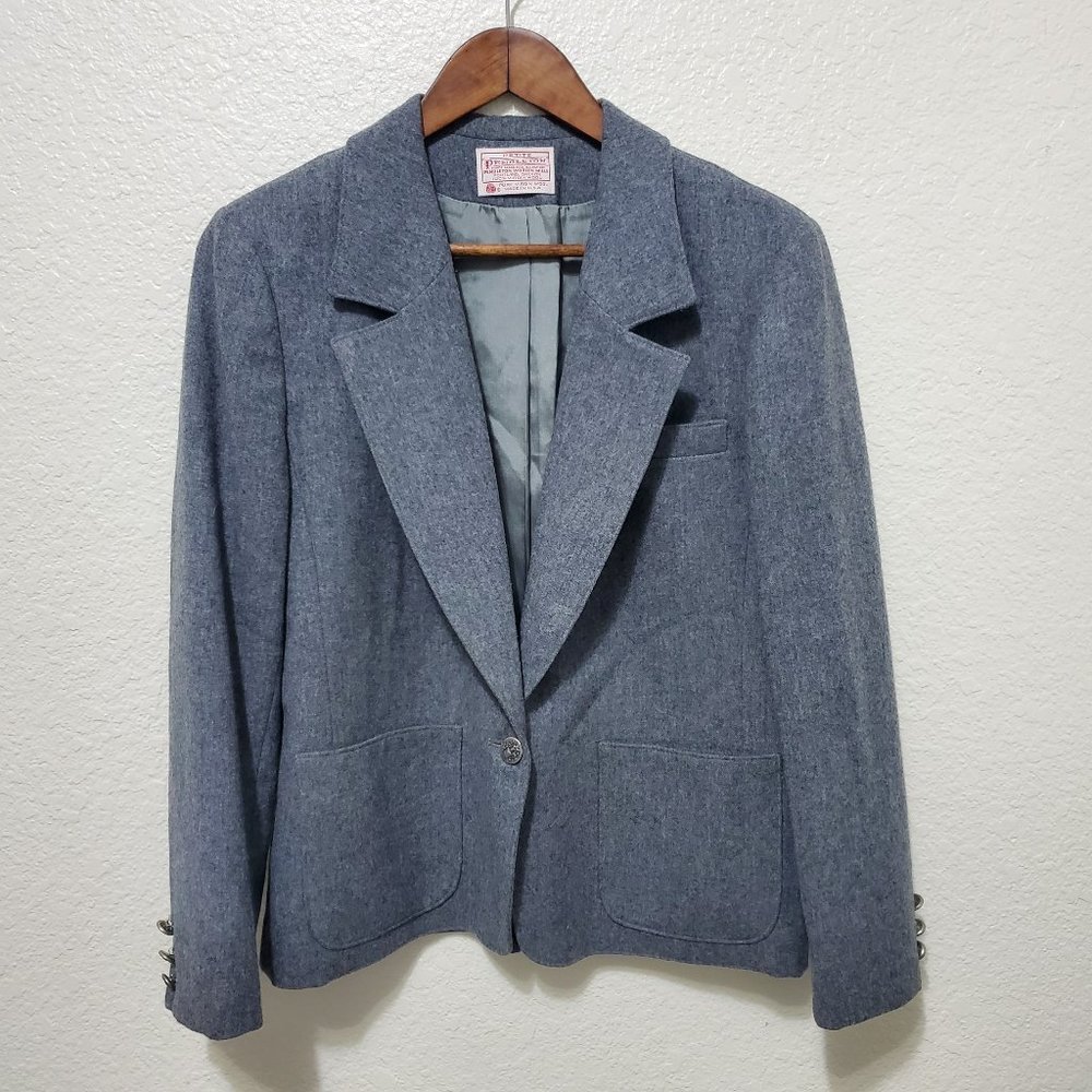 Vintage Pendleton Wool Blazer Gray Single button petite